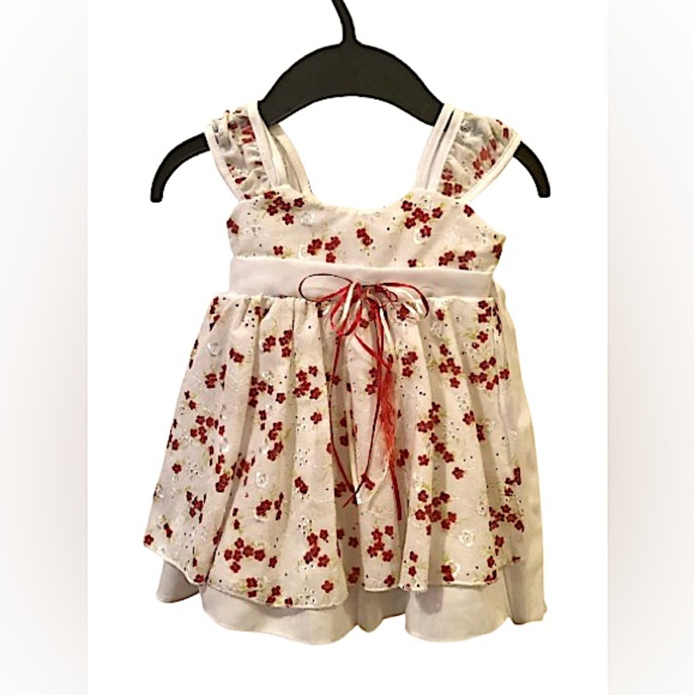 🩷5/15$ Ivory white red flowers 🌺 baby dress